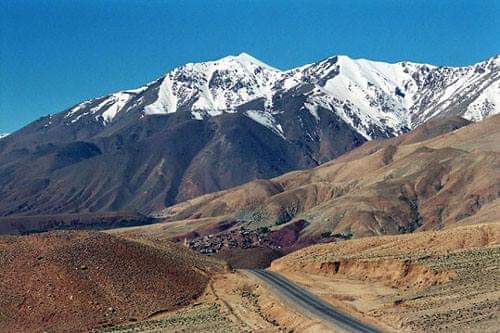 A breathtaking view of the Atlas Mountains as seen from the route of Ait Ben Haddou